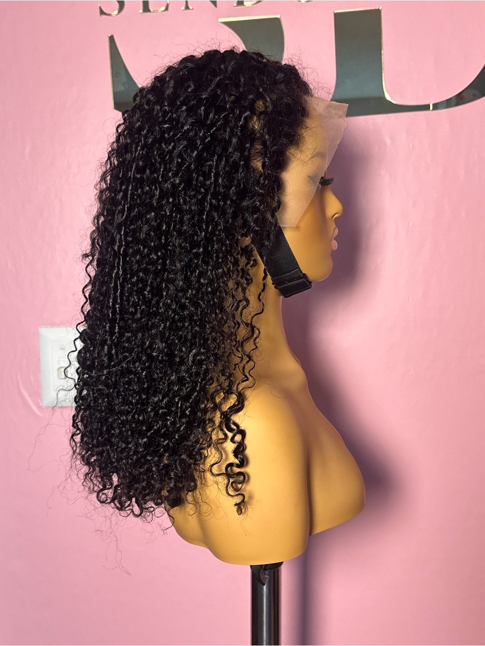 Natural Curly Lace Front Wig - Black pixie 13/4 20 inches 250 density